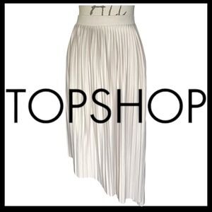 Topshop Cream Asymmetric Pleated Pull On Midi Skirt (8)